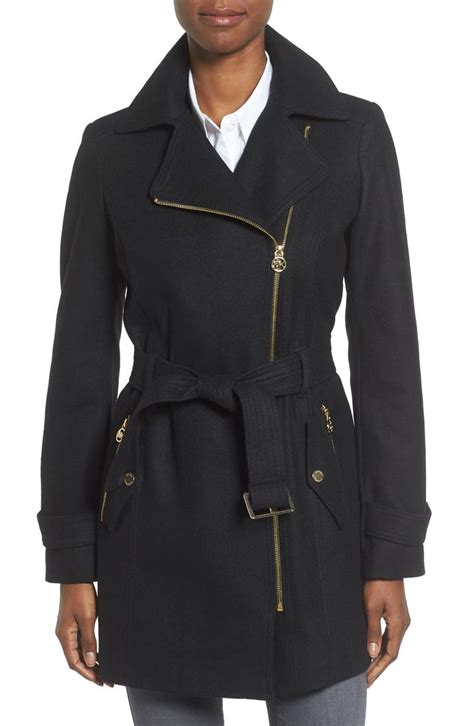 michael michael kors belted wool-blend coat|michael kors fringe wool blend.